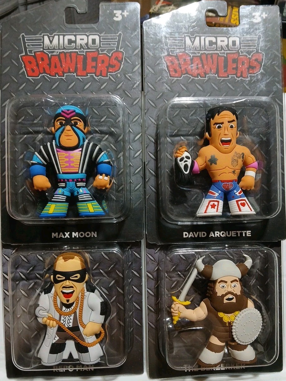 4x Micro Brawlers Pro Wrestling CRATE Max Moon David Arquette Repo Man Berzerker