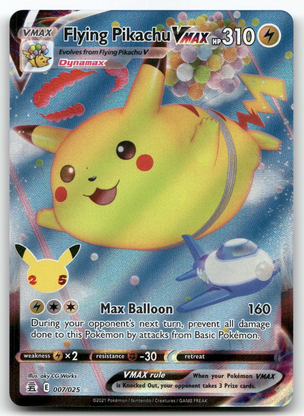 Flying Pikachu VMAX #7/25 (Holo) (NM) Celebrazioni CLB Pokemon