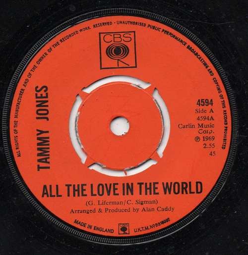 Tammy Jones - All The Love In The World (7", Single) (Very Good Plus (VG+)) - 43