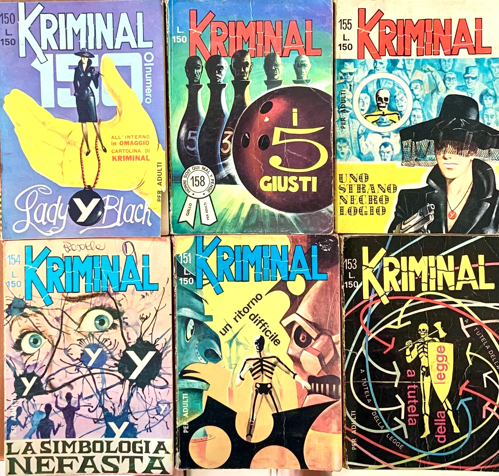 Kriminal 150/151/153/154/155/158 – 1968 – Ottime Condizioni – Leggi Descrizione