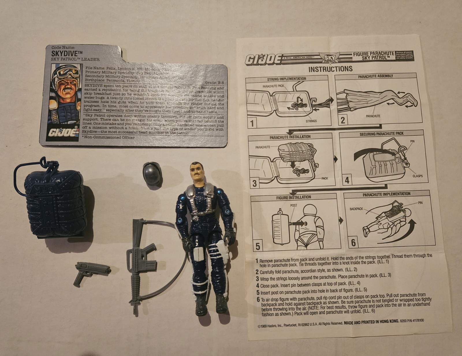 1990 G.I.JOE SKY PATROL SKYDIVE MISSING CHUTE