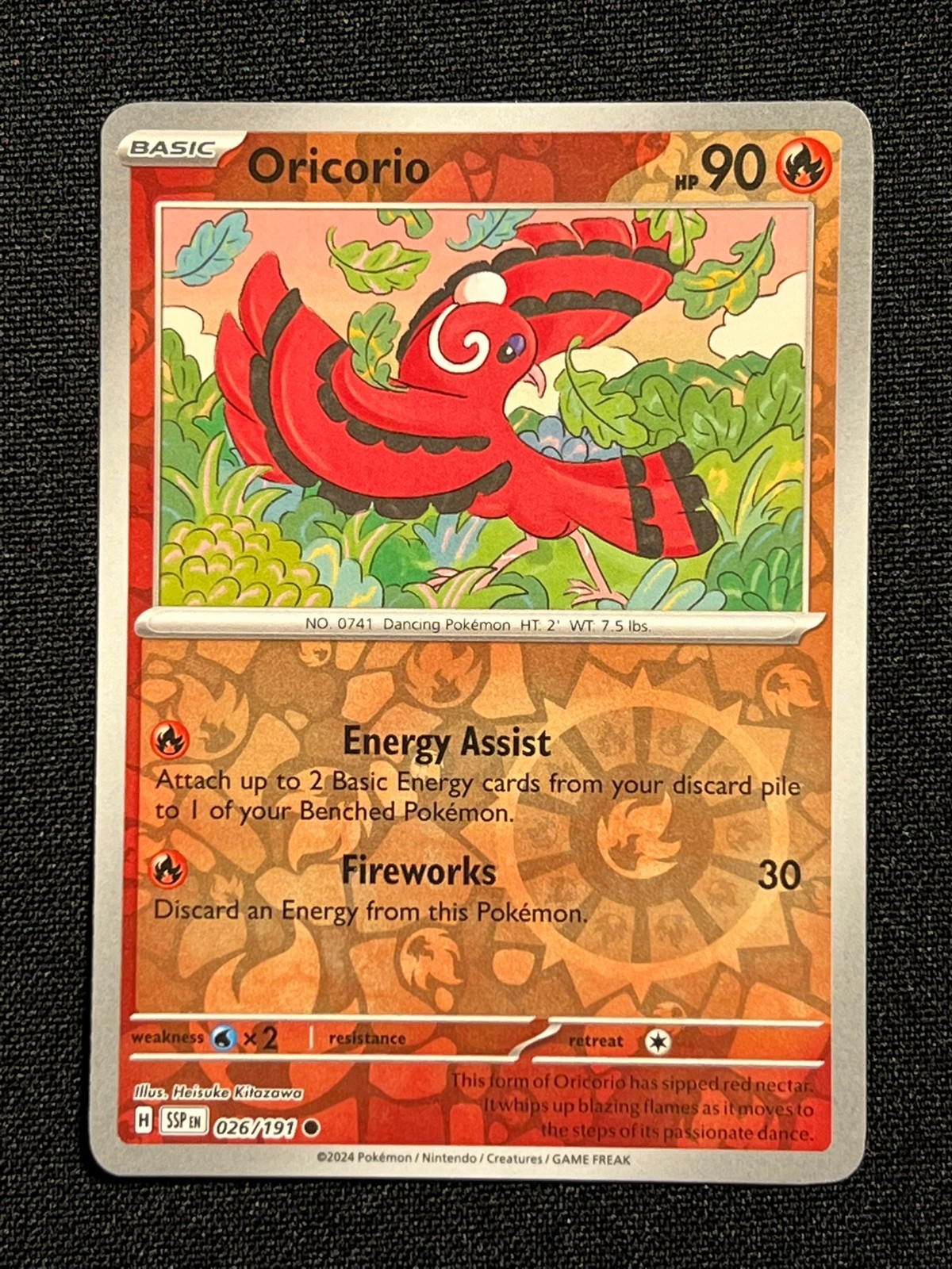 Oricorio 26 Reverse Holo Pokemon Scintille Scintille Sorgenti