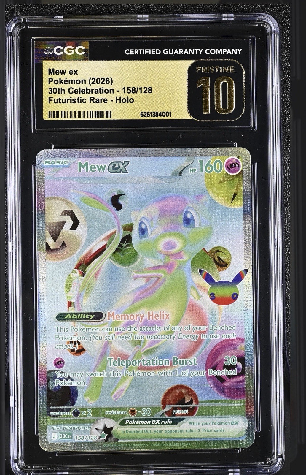 Futuristic Mew ex 158/128 Me: 30th Celebration Holo CGC 10 Pristine