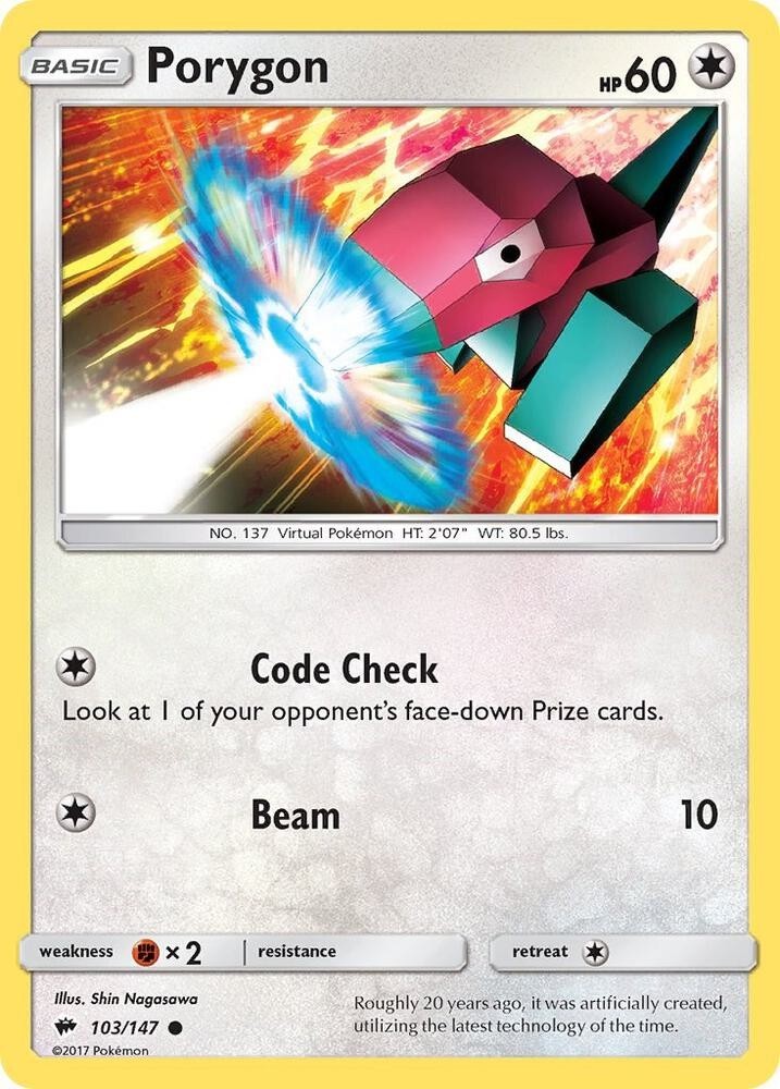 Porygon 103/147 Common Burning Shadows Pokemon Lightly Played
