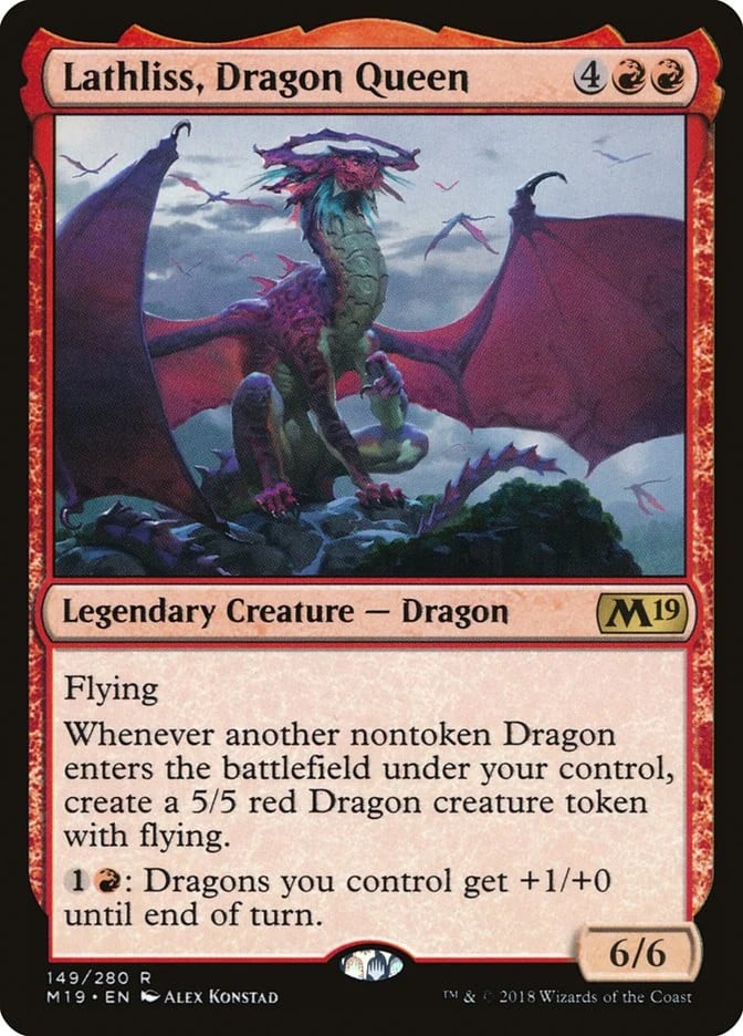 MTG Lathliss, Dragon Queen 149 quasi nuovo set base 2019 raro