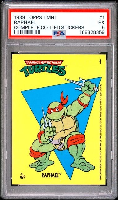 1989 Topps TMNT #1 Raphael : Collector's Edition Sticker : PSA 5
