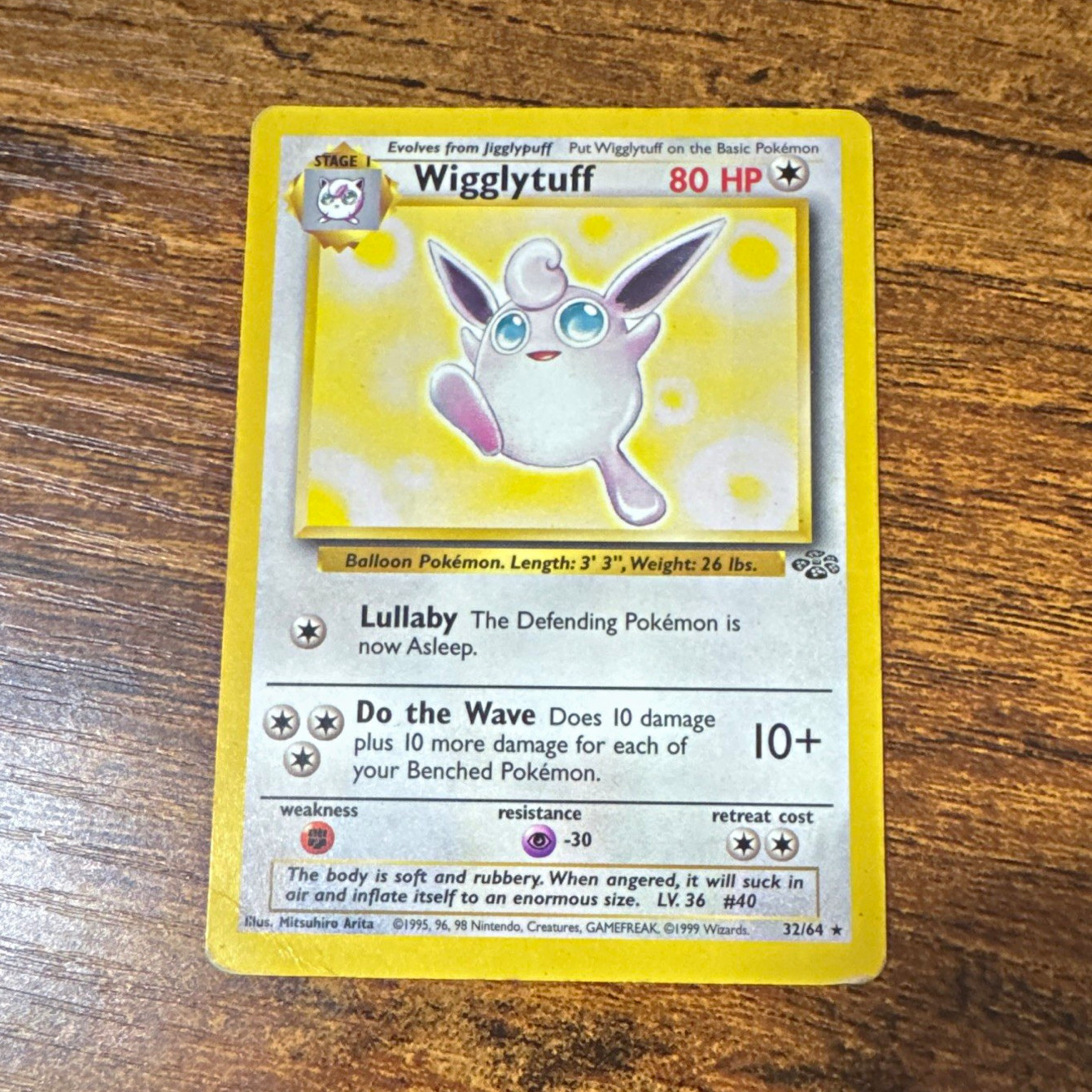 Pokémon TCG Wigglytuff 32/64 Jungle Raro Illimitato 1999 80 HP
