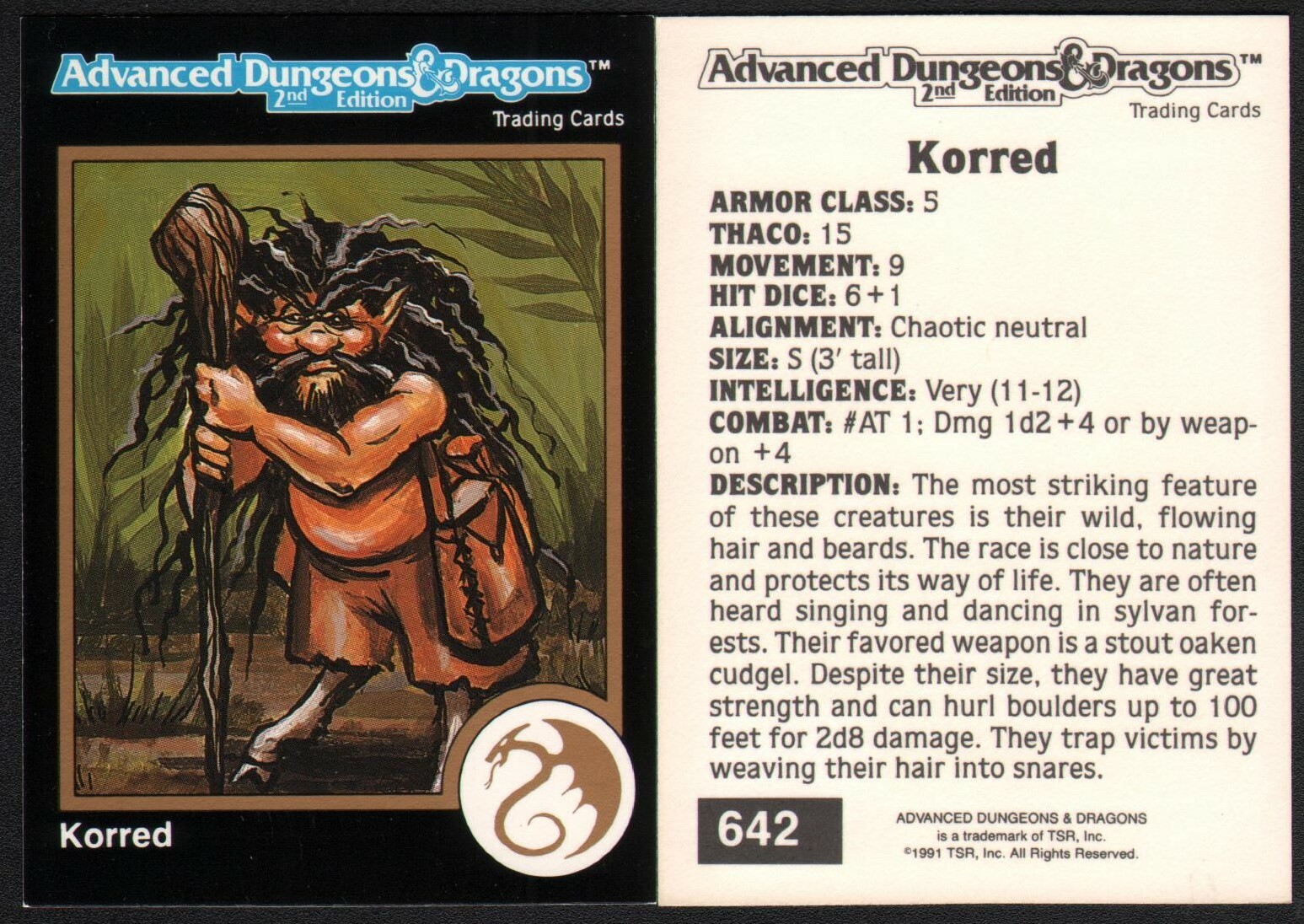 1991 TSR AD&D Gold Border RPG Fantasy Art Card #642 Dungeons & Dragons Creature