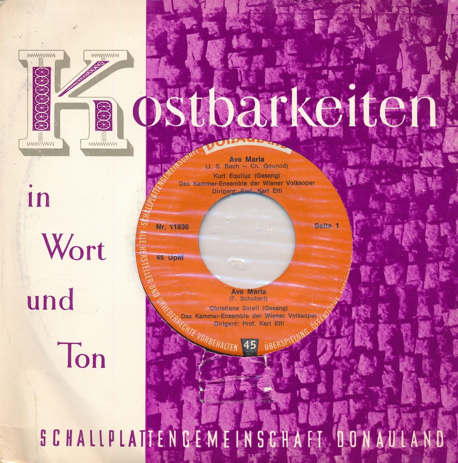 Ave Maria - Donauland Kostbarkeiten - Single 7" Vinyl 171/19