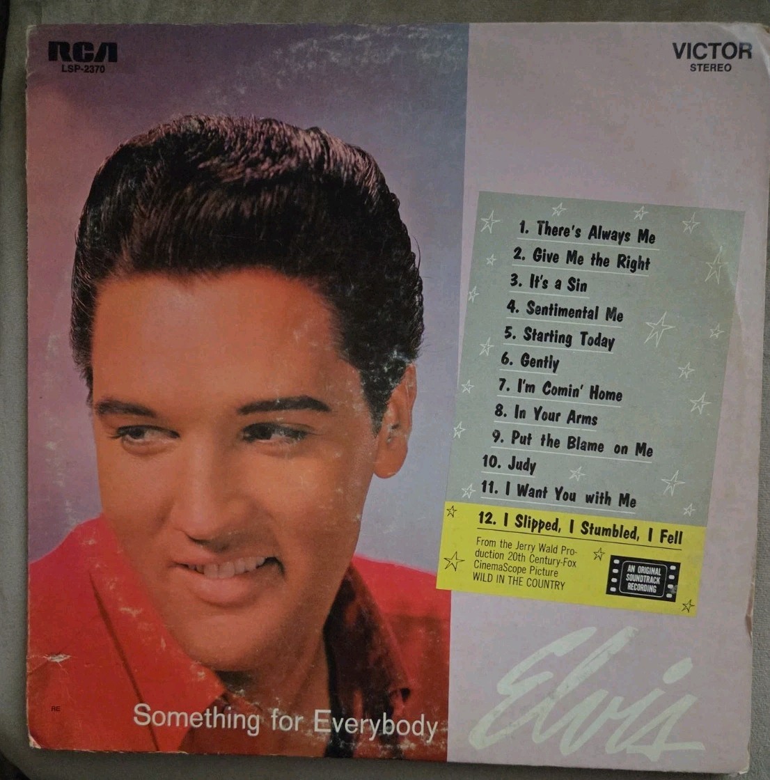 ELVIS PRESLEY: "SOMETHING FOR EVERYBODY" Rock & Roll Music Vinyl LP - 1961