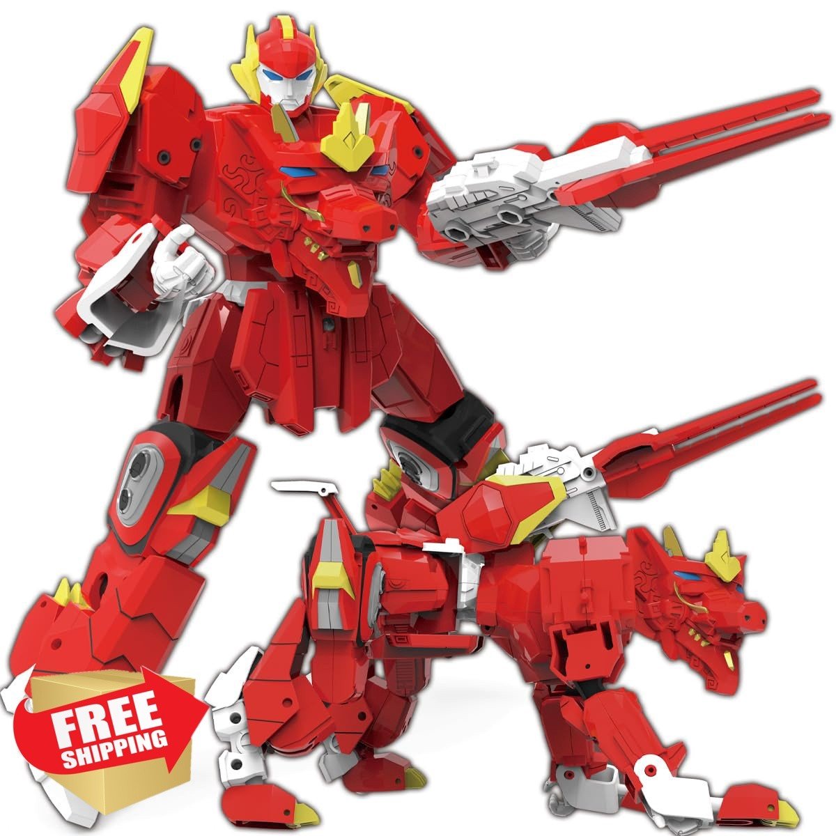Wenbeier Robot Animale Rosso Trasformabile Figura Giocattolo