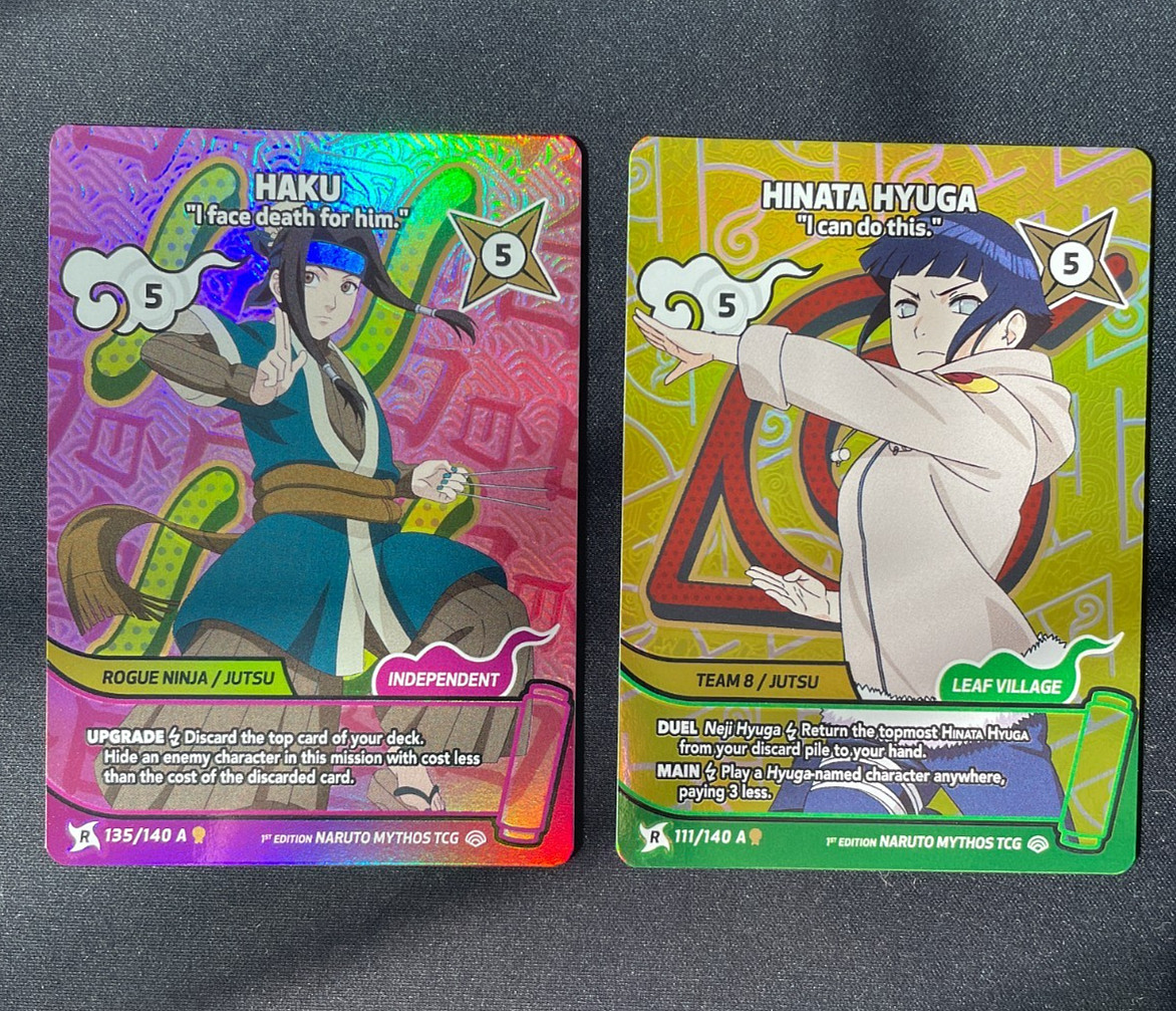 Naruto Mythos TCG Haku 135/140 A + Hinata Hyuga 111/140 A 