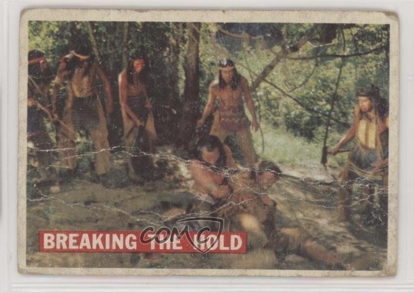 1956 Topps Davy Crockett Series 1 Breaking The Hold (Grey Stock Back) #32 0s4