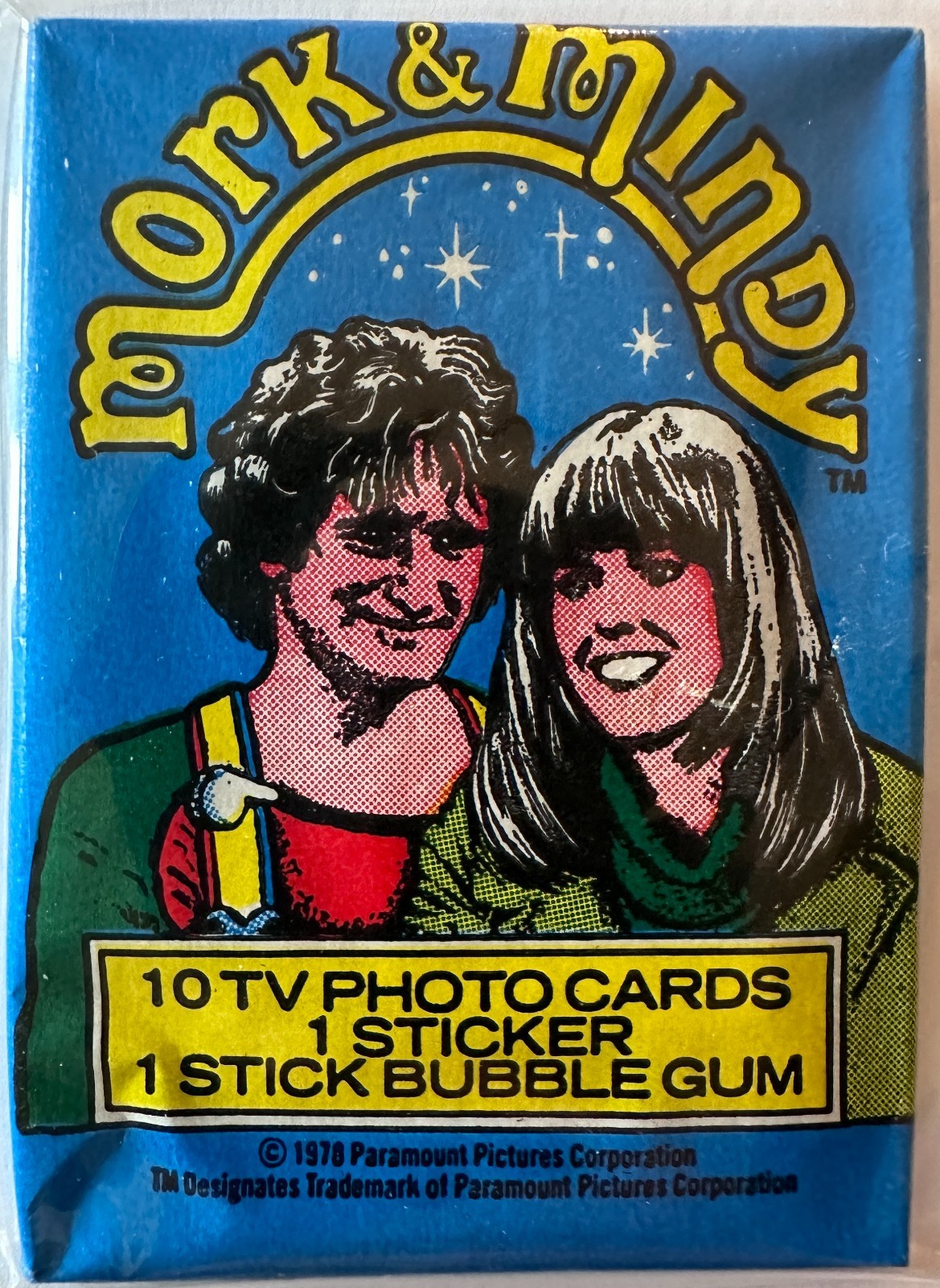 MORK & MINDY - Vintage Topps Sealed Trading Cards Wax Pack. 1978.