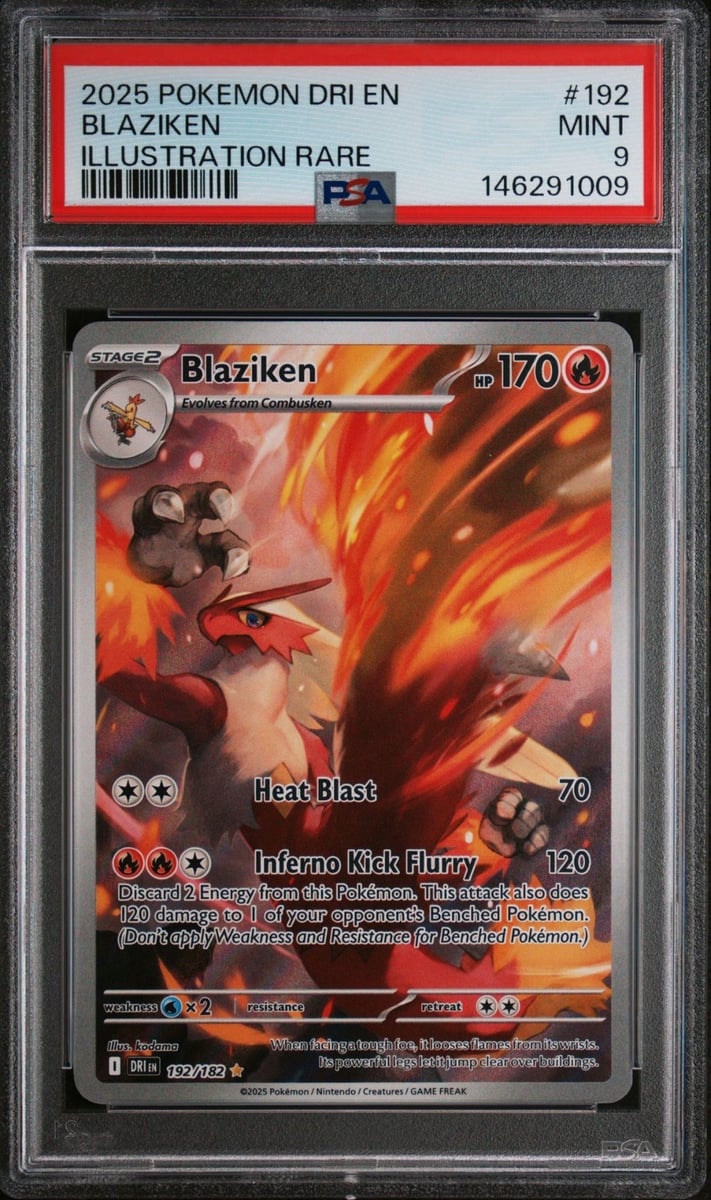 PSA 9 BLAZIKEN 192/182 - ILLUSTRAZIONE RIVALI DESTINATI RARA HOLO - MINT
