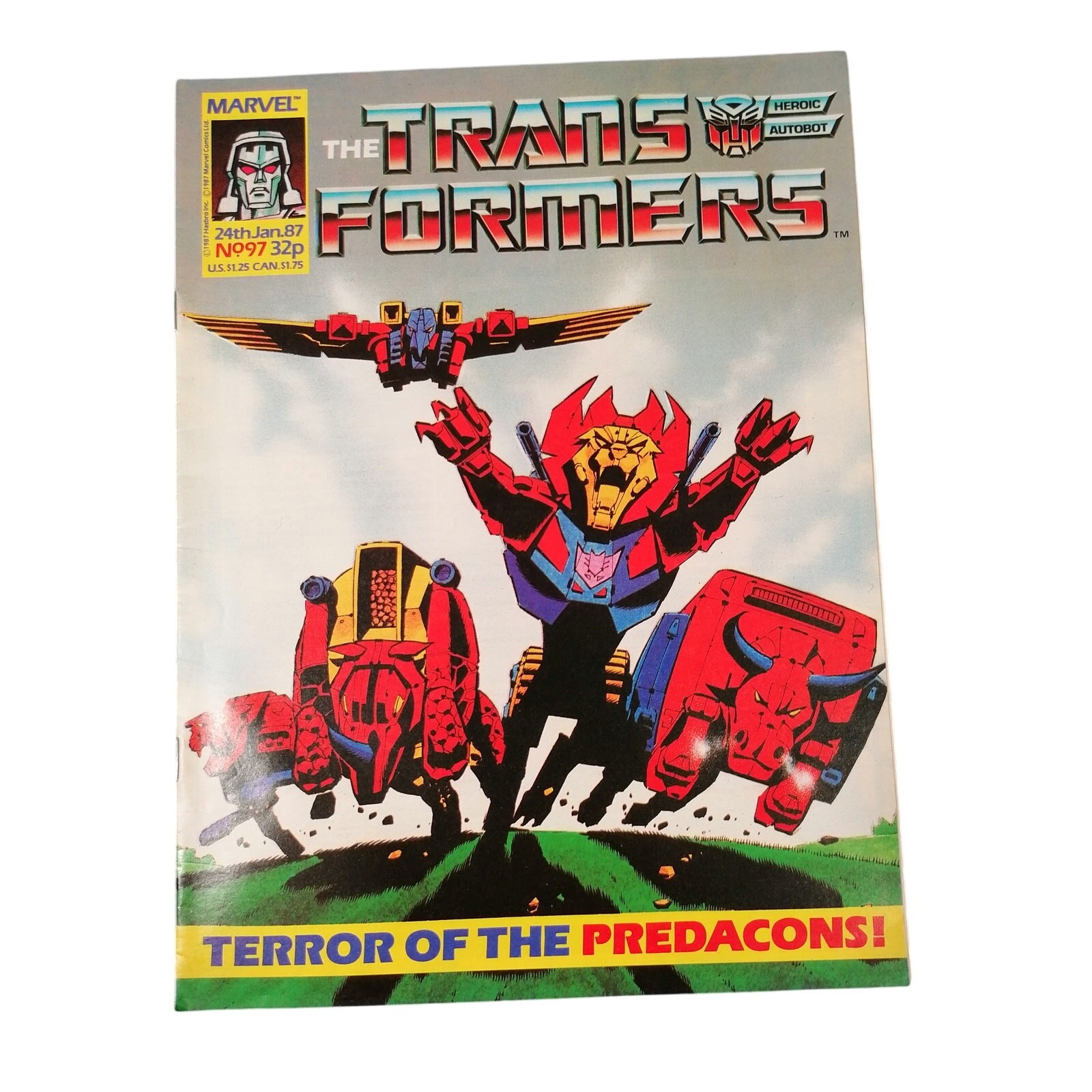 Transformers UK #97 Marvel UK 1987 Comic G1 MTMTE Optimus Prime Predacons
