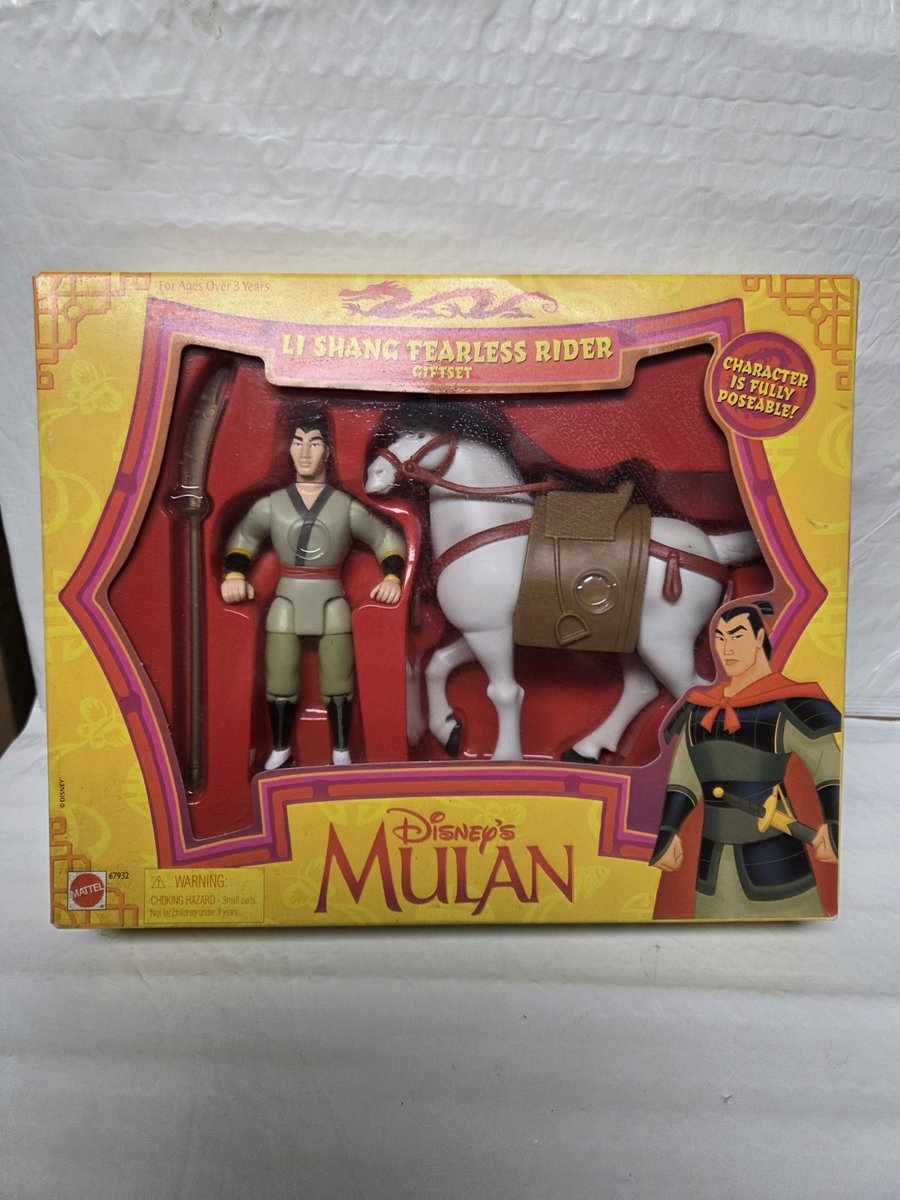 Disney's Mulan, Li Shang Fearless Rider, figurina Mattel 1998 nuova con scatola