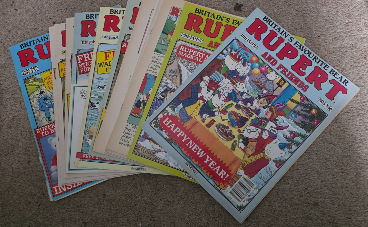 Rupert and Friends (Bundle of 13 issues from 1992) with poster and stickers