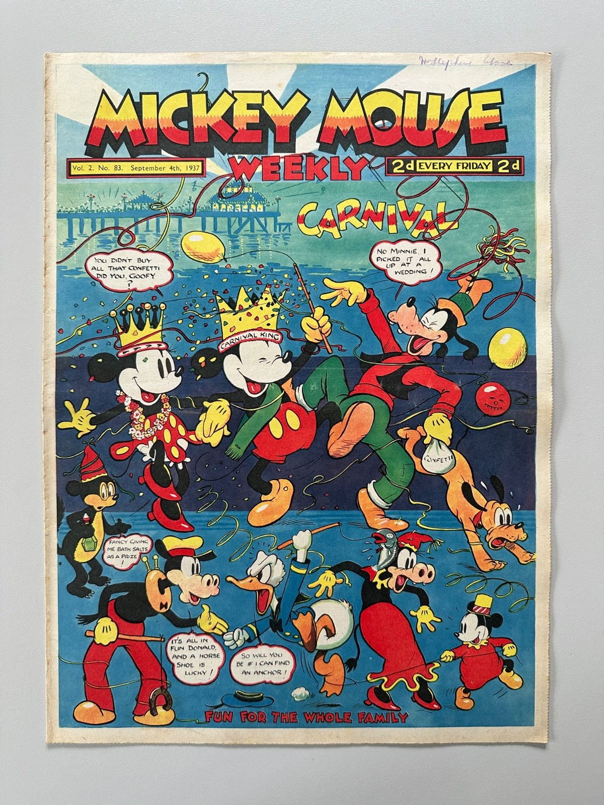 Mickey Mouse Weekly Comic #83 September 4th 1937 FN RARE