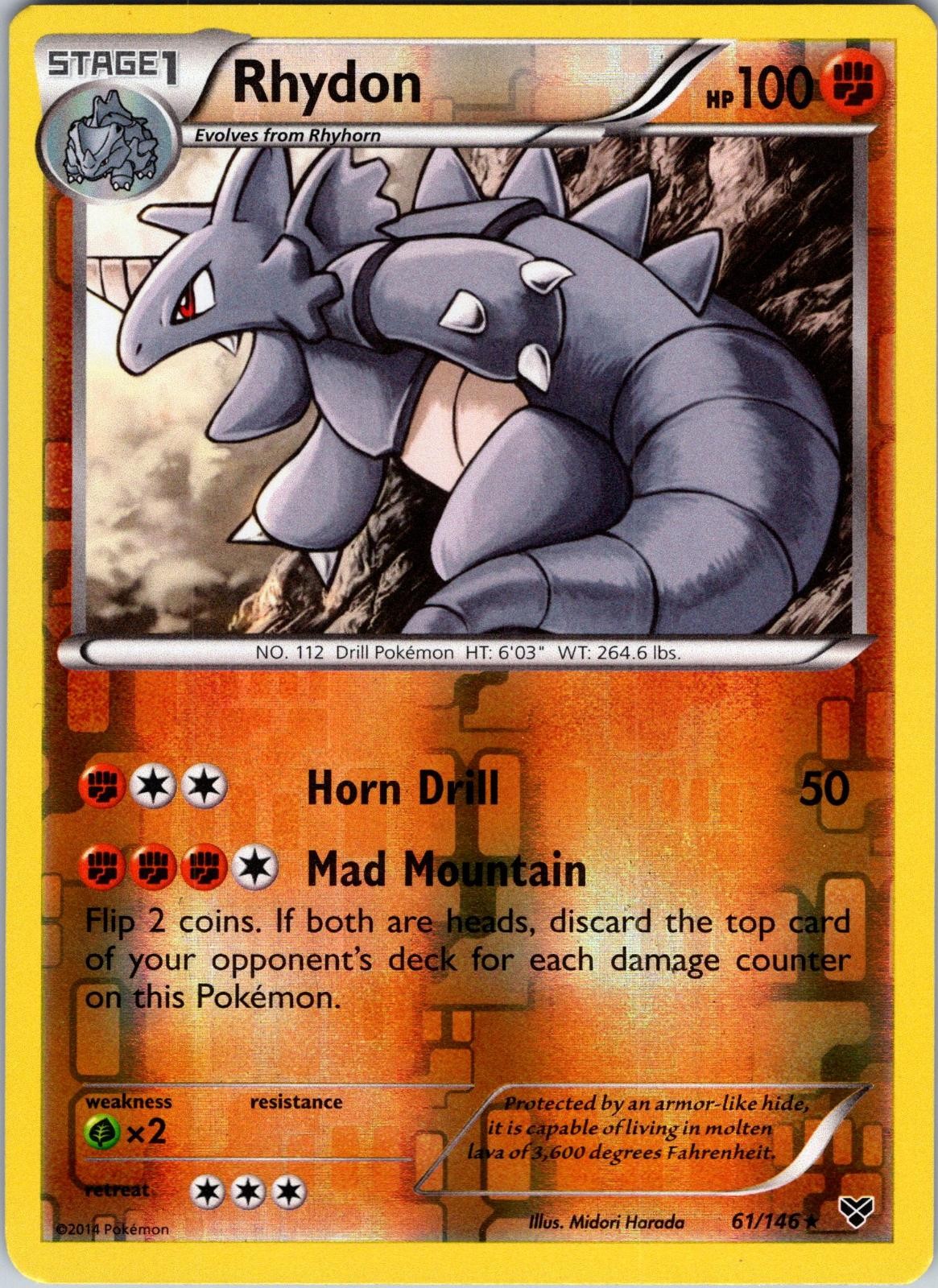Rhydon 61/146 Rare XY Pokemon Reverse Holo NM-LP
