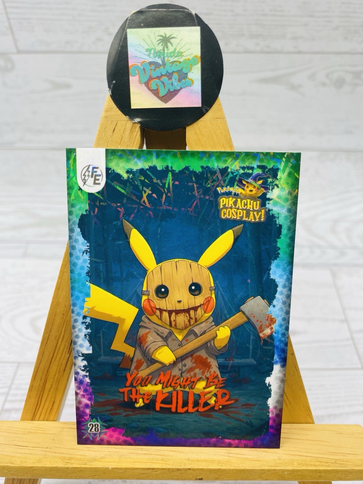 Pikachu as Cosplay You Might Be The Killer Horror Fan Art Lazer Holo Card