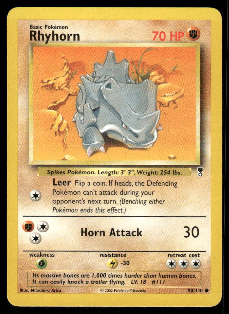 Pokemon Cards Rhyhorn 90/110 Legendary Collection Common NM