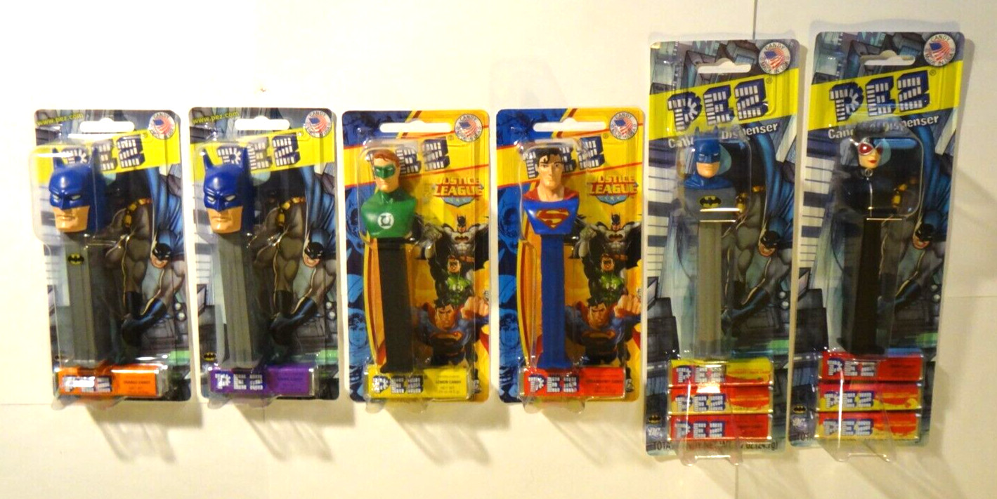Pez DC Justice League Lanterna Verde Superman Batman Catwoman Set di 6 MOC Raro!