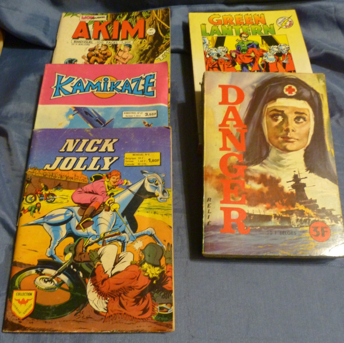AKIM, KAMIKAZE,NICK JOLLY,GREEN LANTERN, DANGER - LOT BD : lire l'annonce