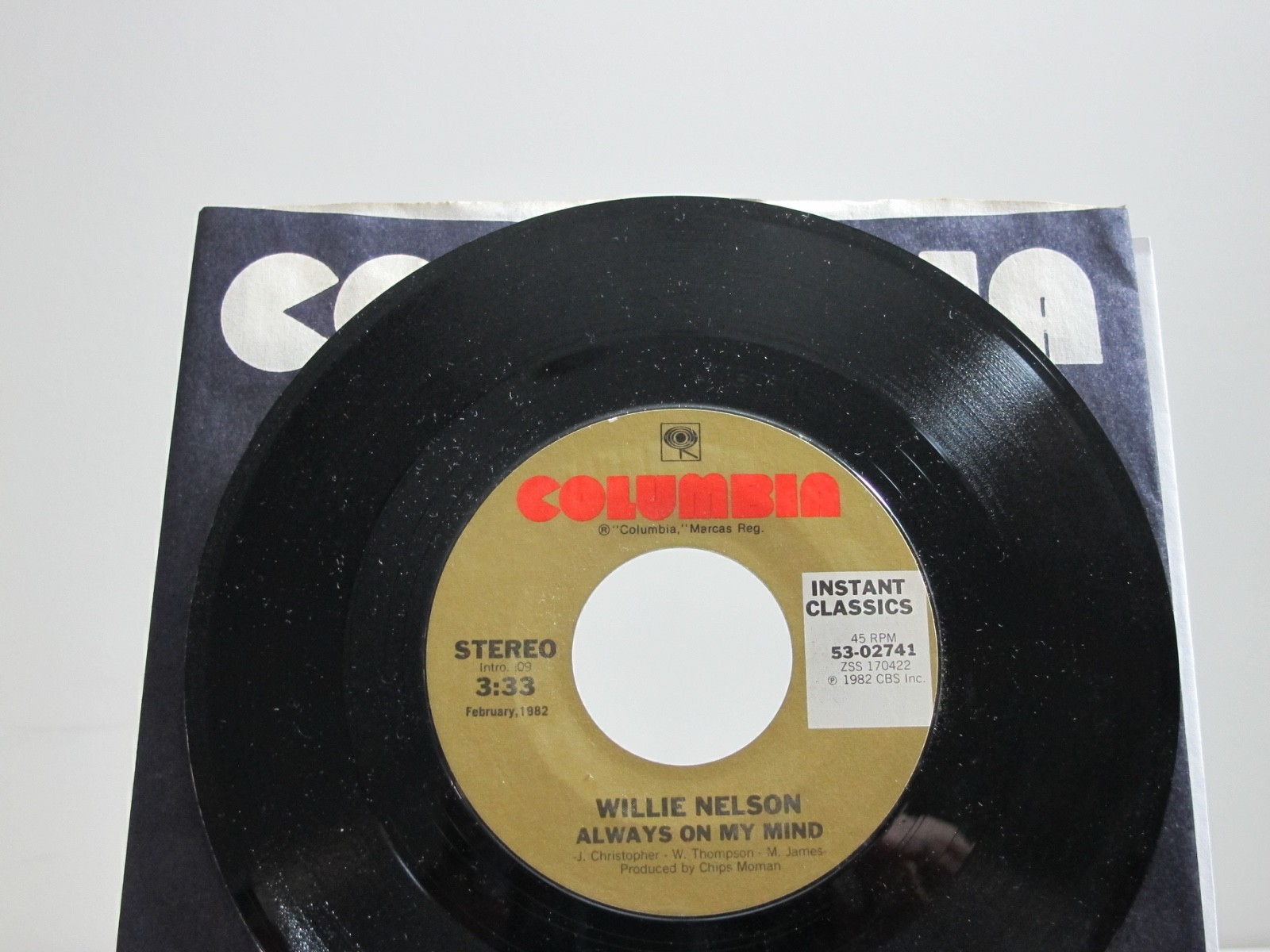 45 RECORD - WILLIE NELSON -  ALWAYS ON MY MIND