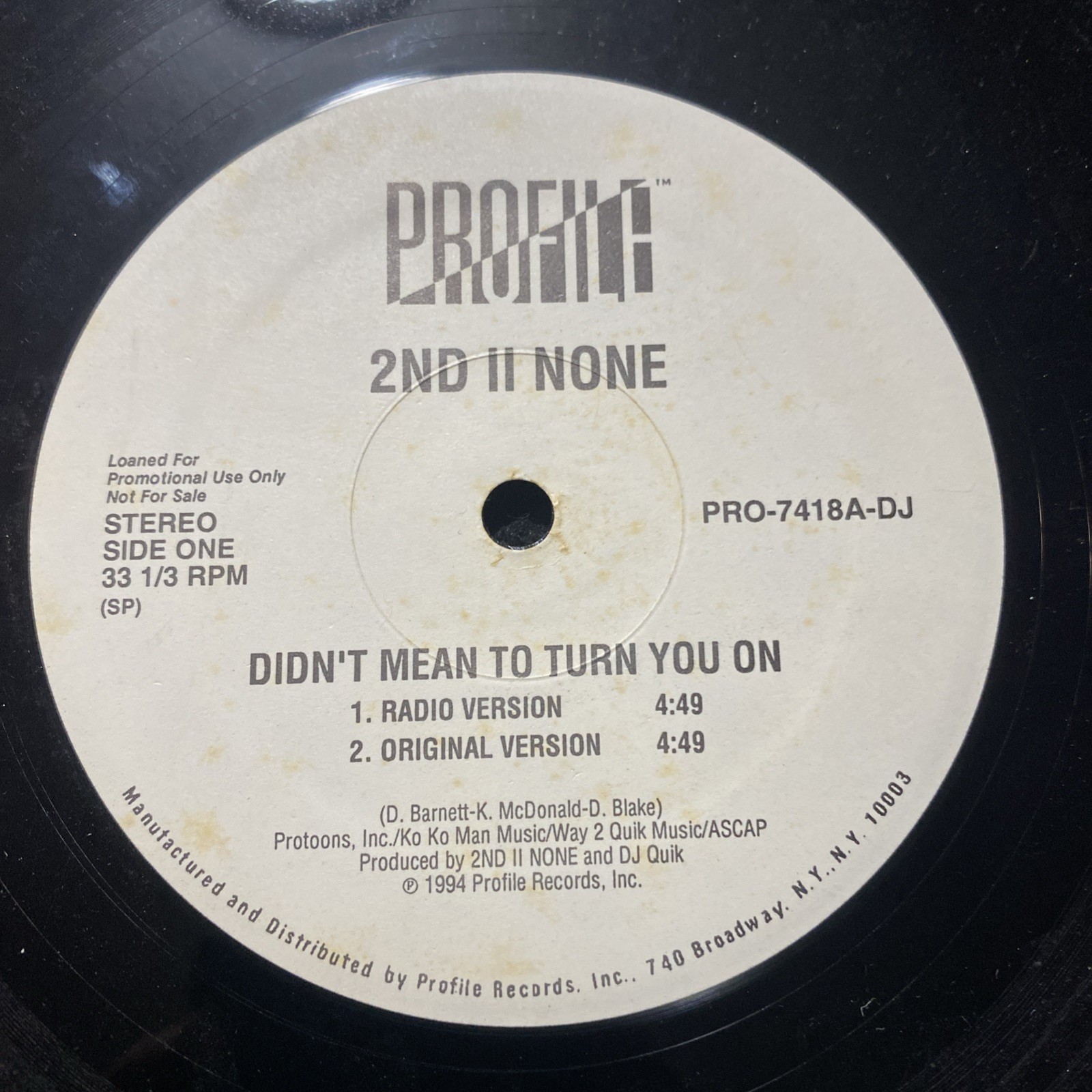 2nd II None - Didn't Mean To Turn You On Maxi (VG+) ' DJ Quik