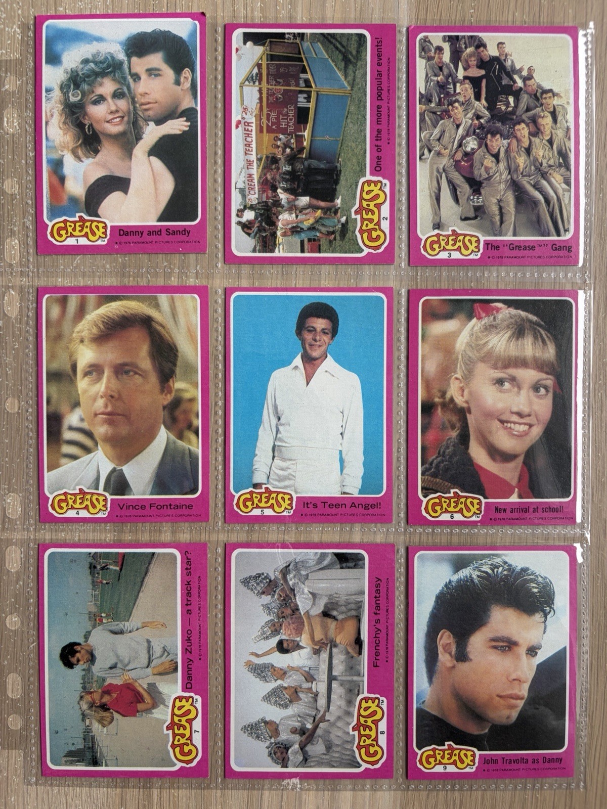 A Complete Set of 66 Topps Gum Cards Grease + 11 Blue Stickers