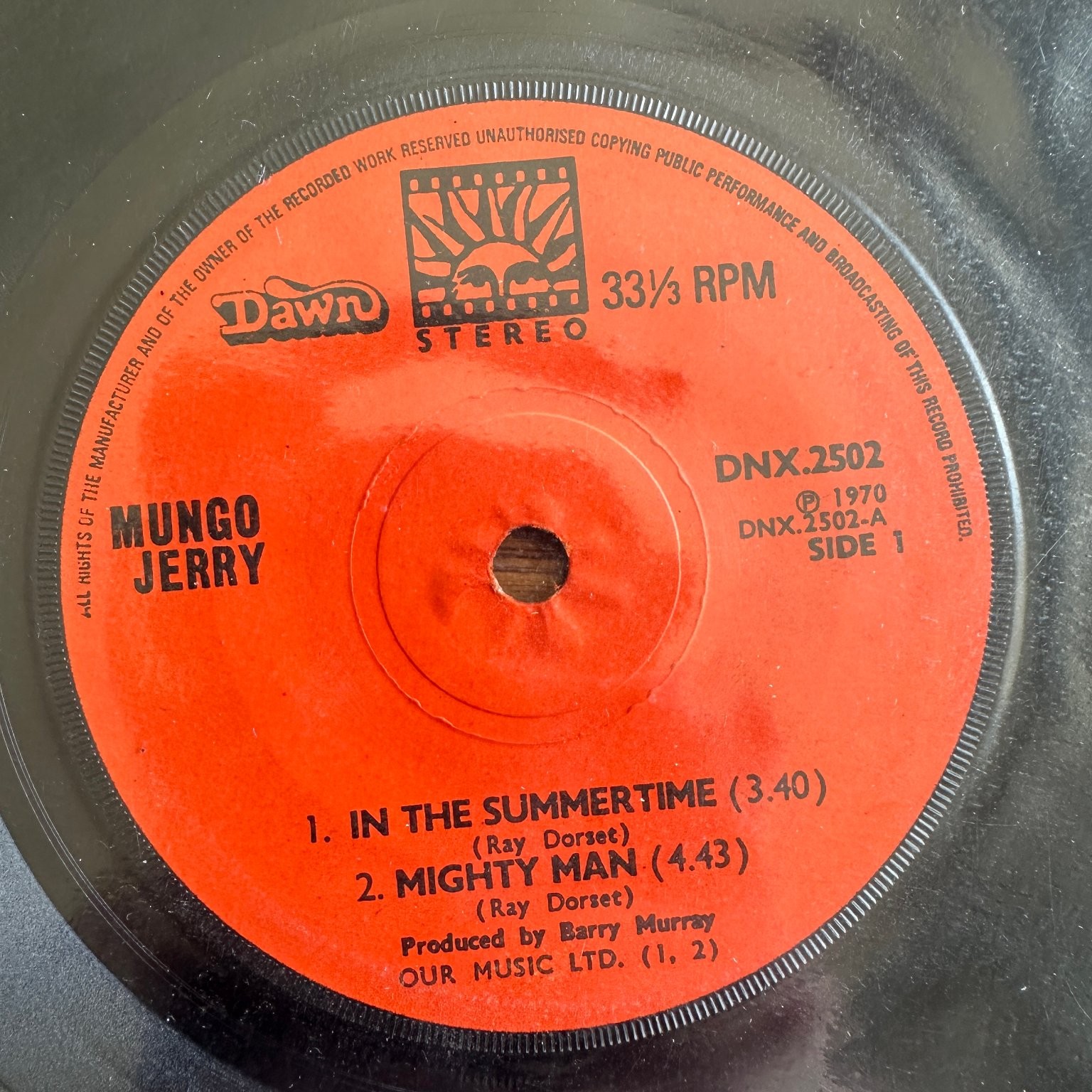 Mungo Jerry - In The Summertime EP Record 1970 Dawn Pop Folk 33 RPM