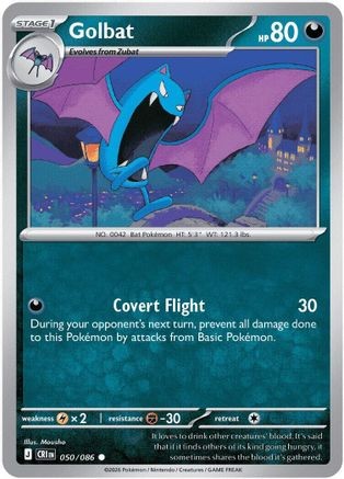 Golbat 050/086 Common Chaos Rising Pokemon Reverse Holo quasi come nuovo