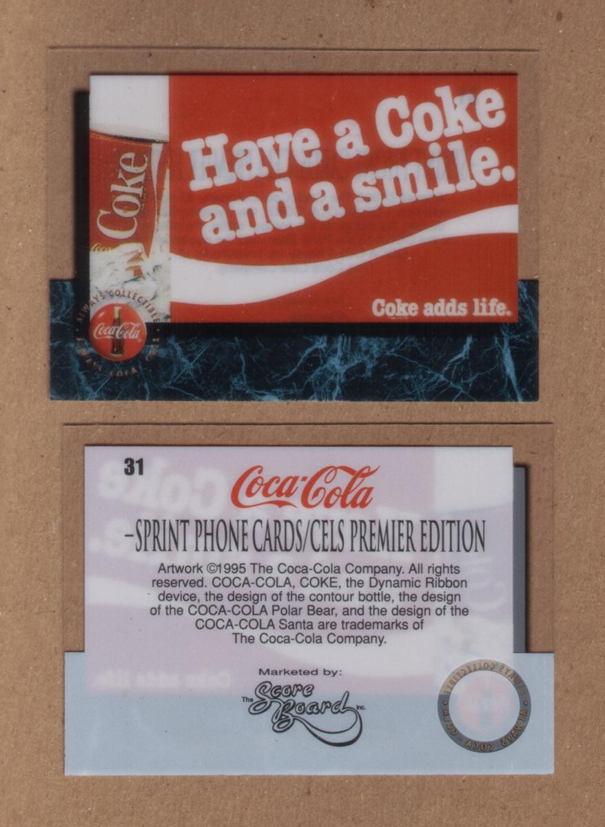 Coca-Cola 1995 CEL 1 Coke #31/50 Have A Coke & A Smile - Coke Cup Trading Card