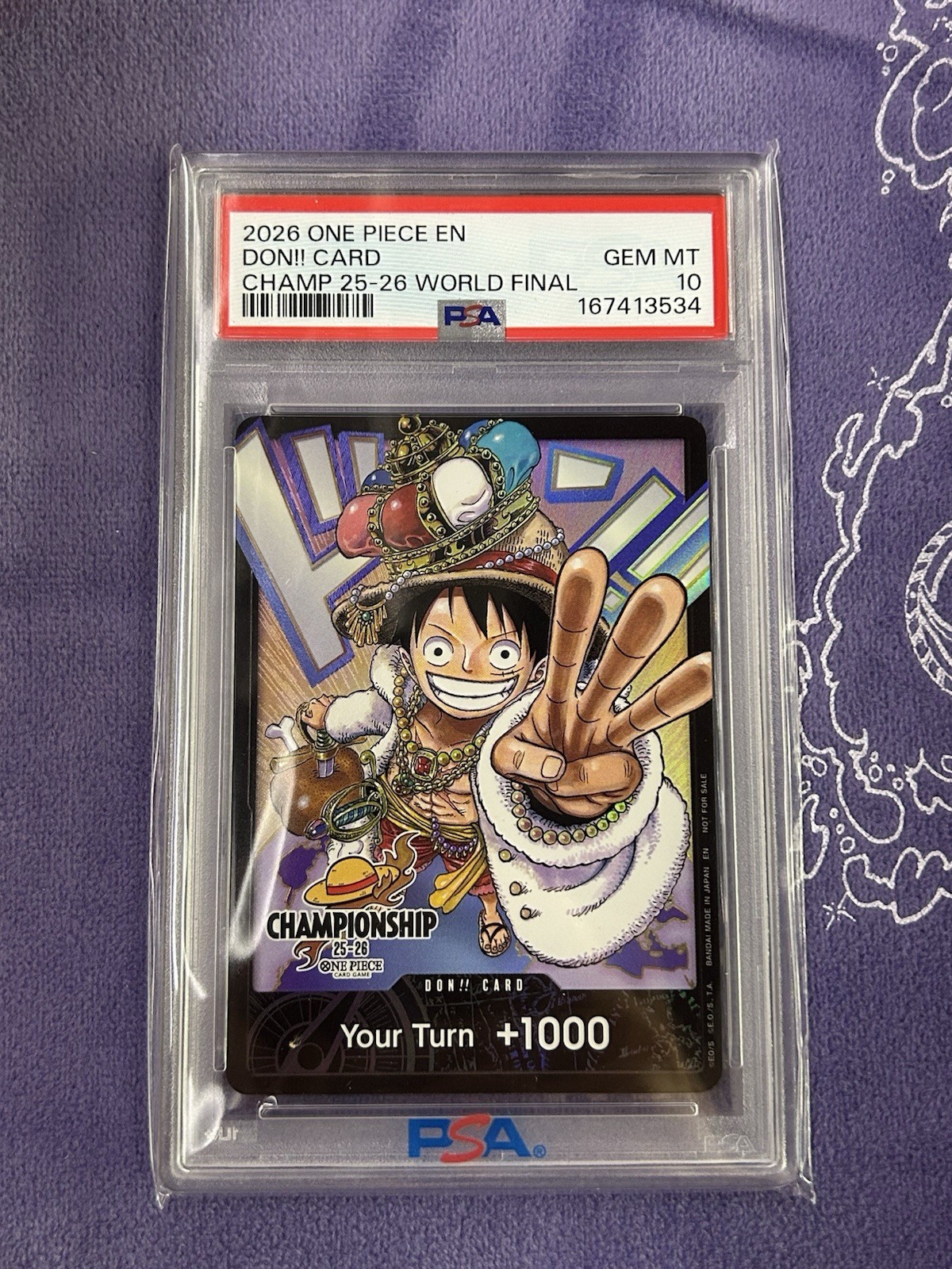 One Piece 2026 DON!! Card CHAMP 25-26 World Final Monkey D. Luffy PSA 10