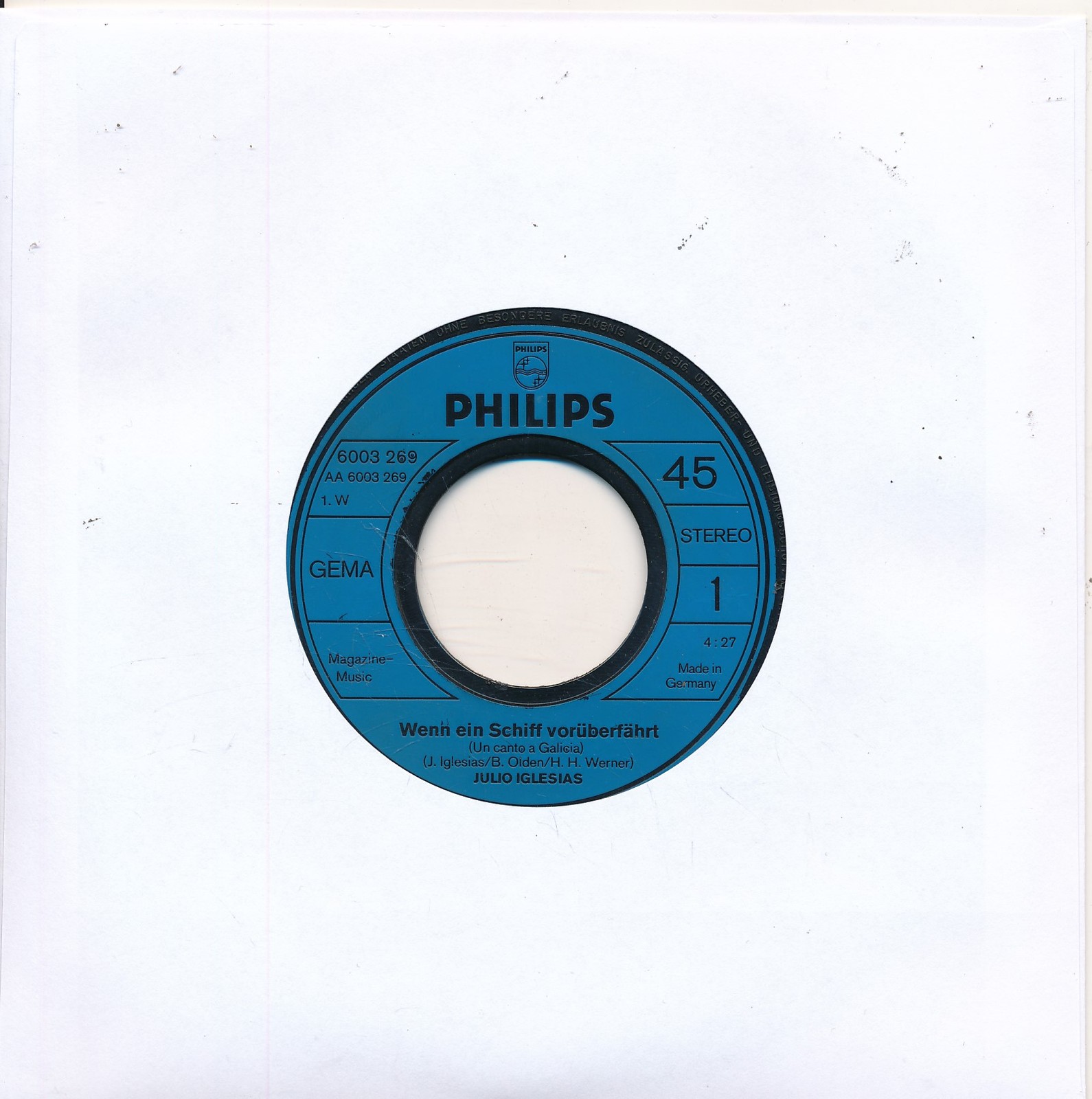 Wenn ein Schiff vorüberfährt - Julio Iglesias - LC Single 7" Vinyl 262/02
