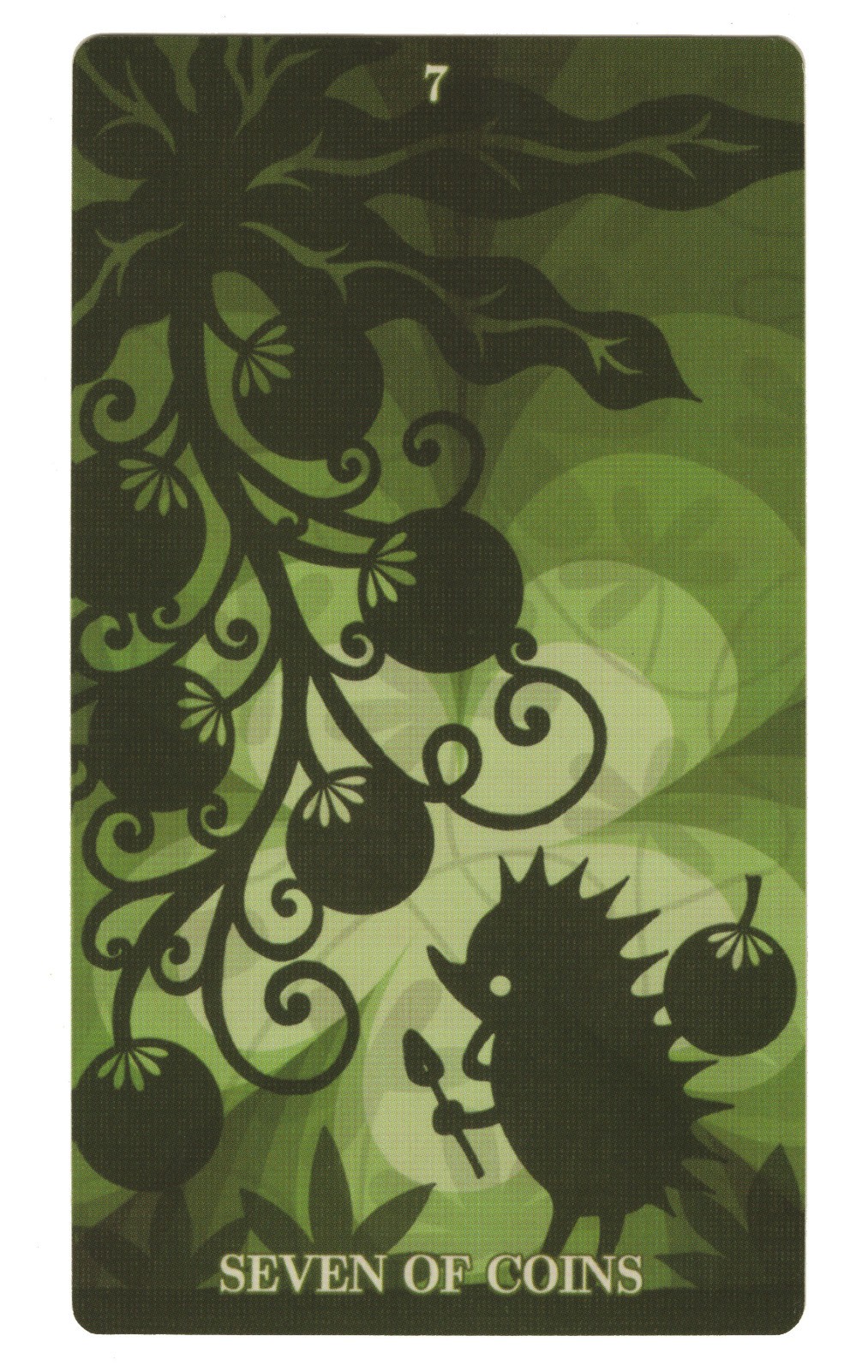 Seven of Coins (Pentacles), Silhouettes Single Swap Tarot Card, 2¾"x4¾", NM
