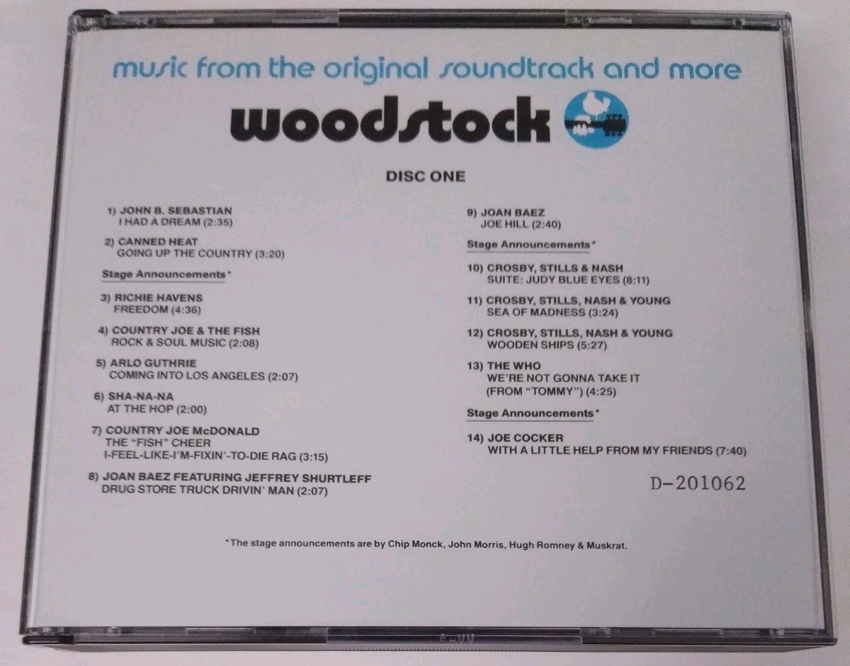 Woodstock 2-CD Box Set 1970 BMG Club Edition Classic Rock Various Artists VG+
