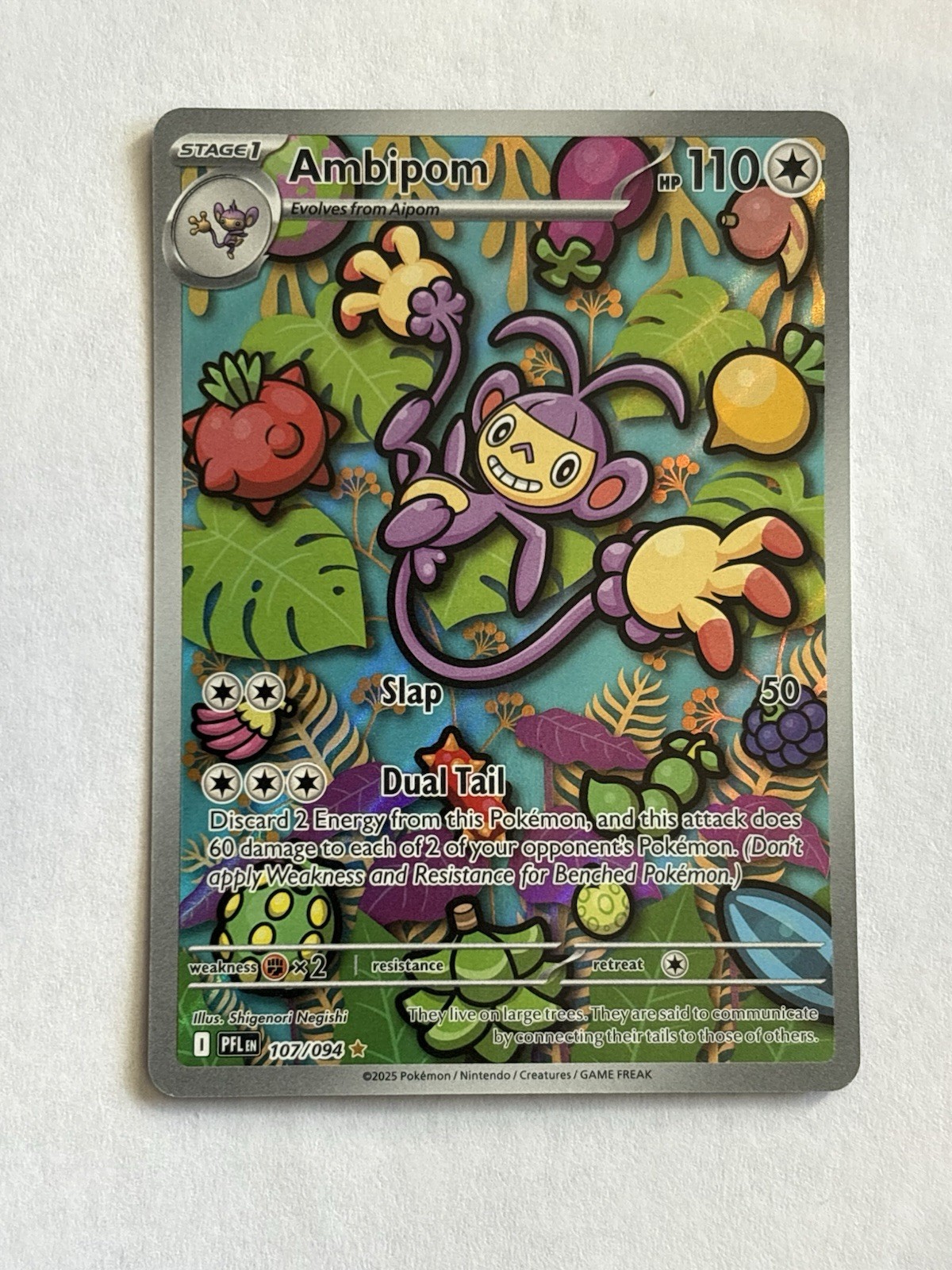 Pokemon Fiamme Fantastiche 2025 Illustrazione Ambipom Rara #107/094