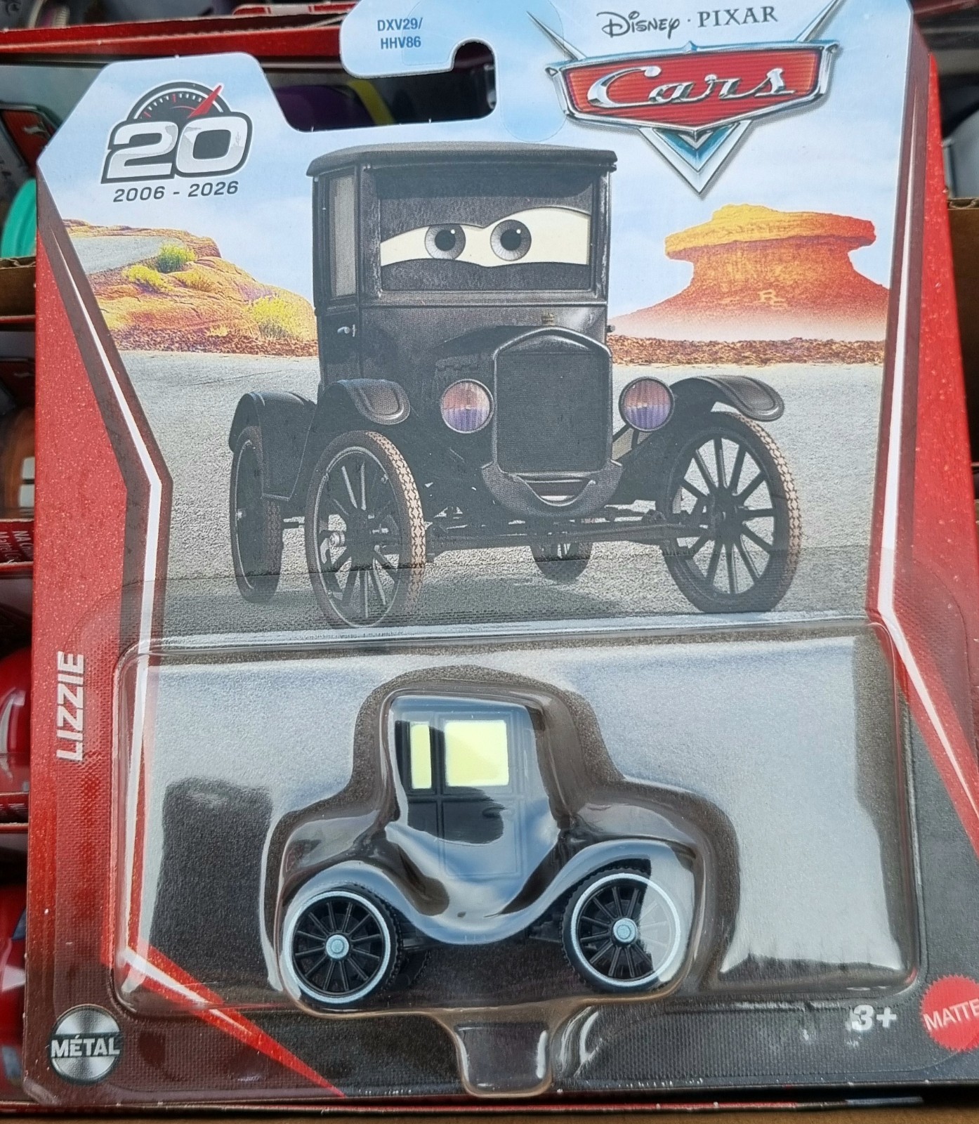 Disney Pixar Cars - Lizzie - 20th Anniversary Card – 1:55 Diecast Brand New