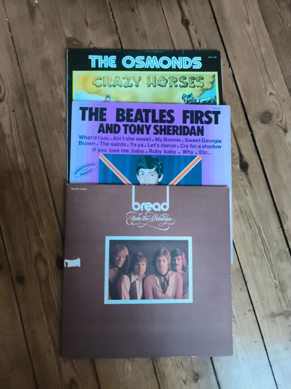 Lot de trois vinyles rock soft the osmonds breadbeatles first and tony sheridan