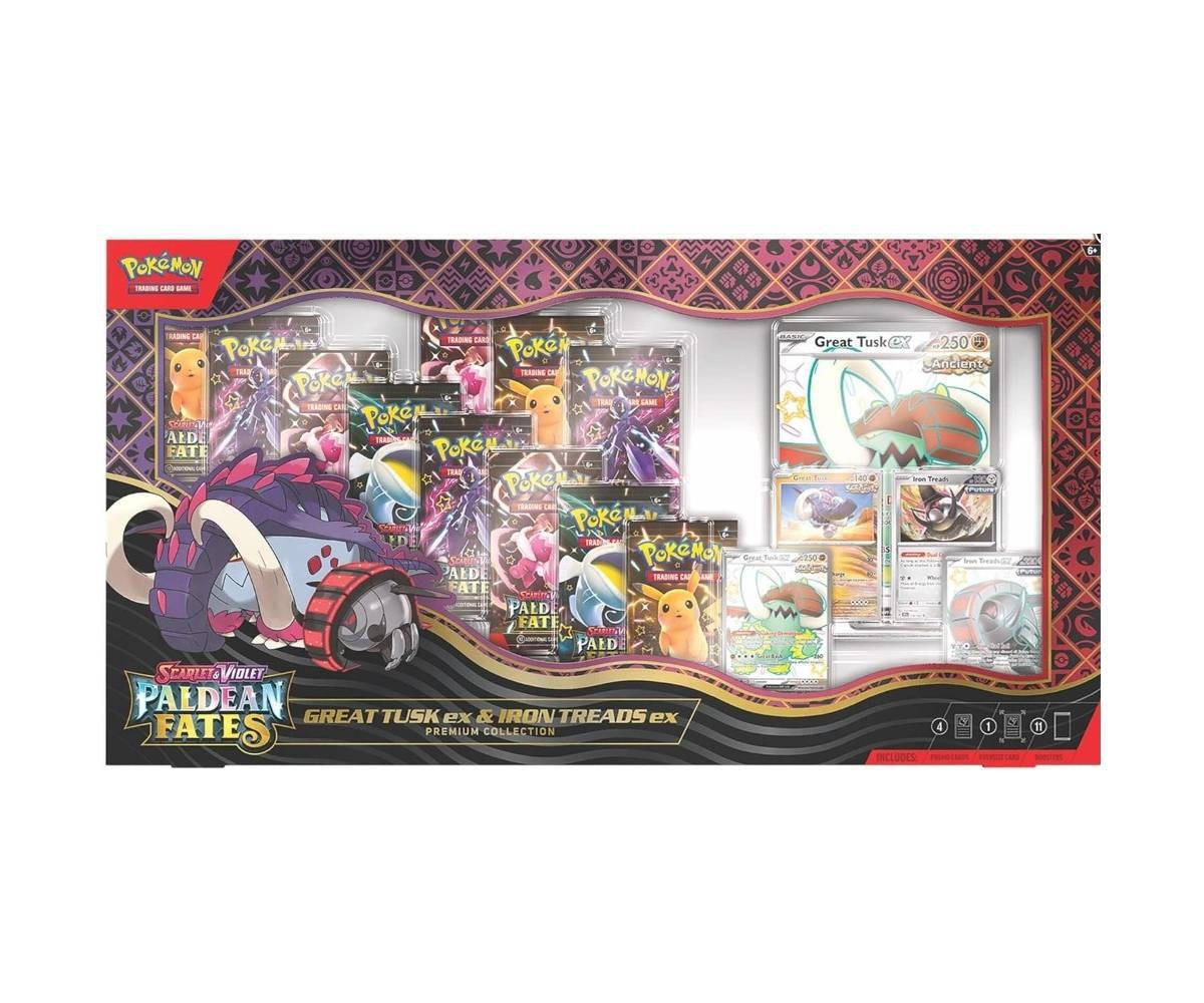 Pokemon TCG Paldean Fates Great Tusk ex E Iron Treads ex Con Box Premium