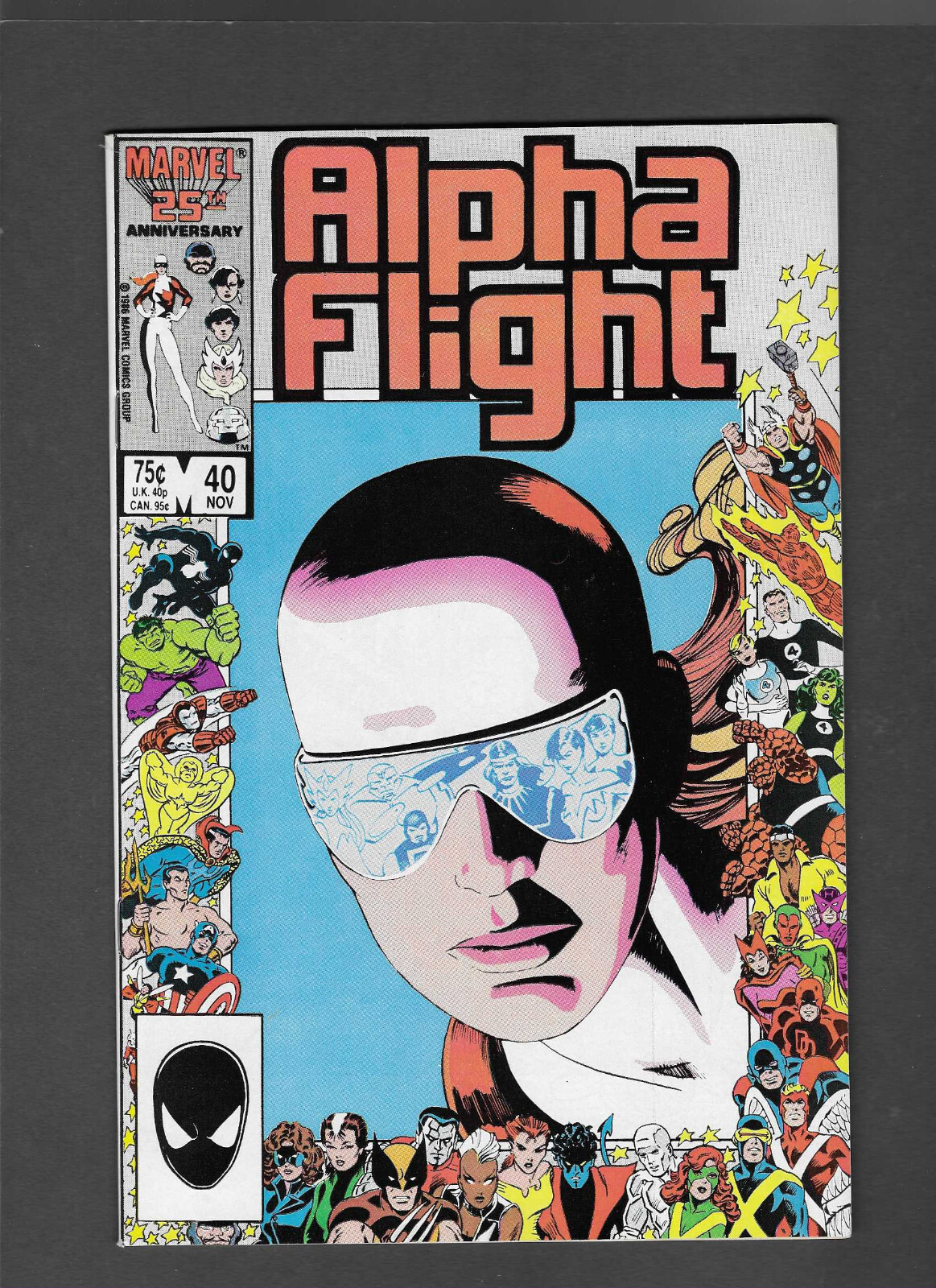 Alpha Flight #40 (1983 Series) 25th anniversary super-hero border frame cover