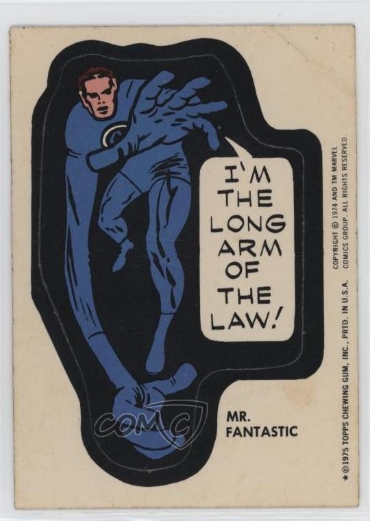 1975 Topps Marvel Comic Book Heroes White Back Mr Fantastic ff8