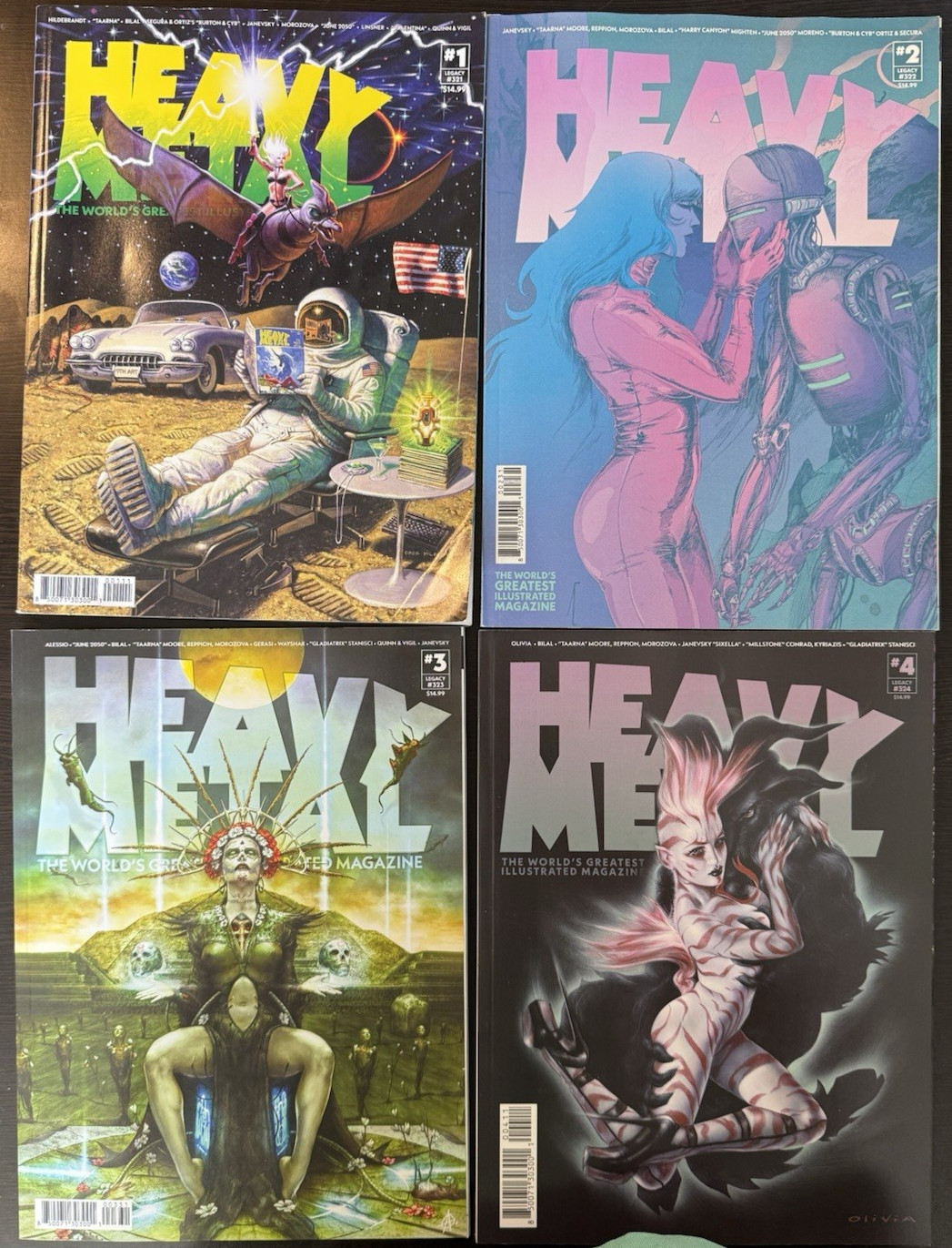 Heavy Metal Magazine Lot of first 4: 1A, 2C, 3C, and 4A 2025-2026 VF