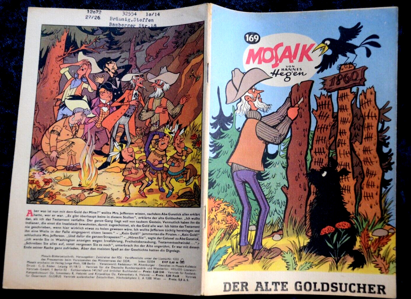 Originale MOSAIK Hannes Hegen Nr. 169 Il Vecchio Cercatore D'Oro DDR