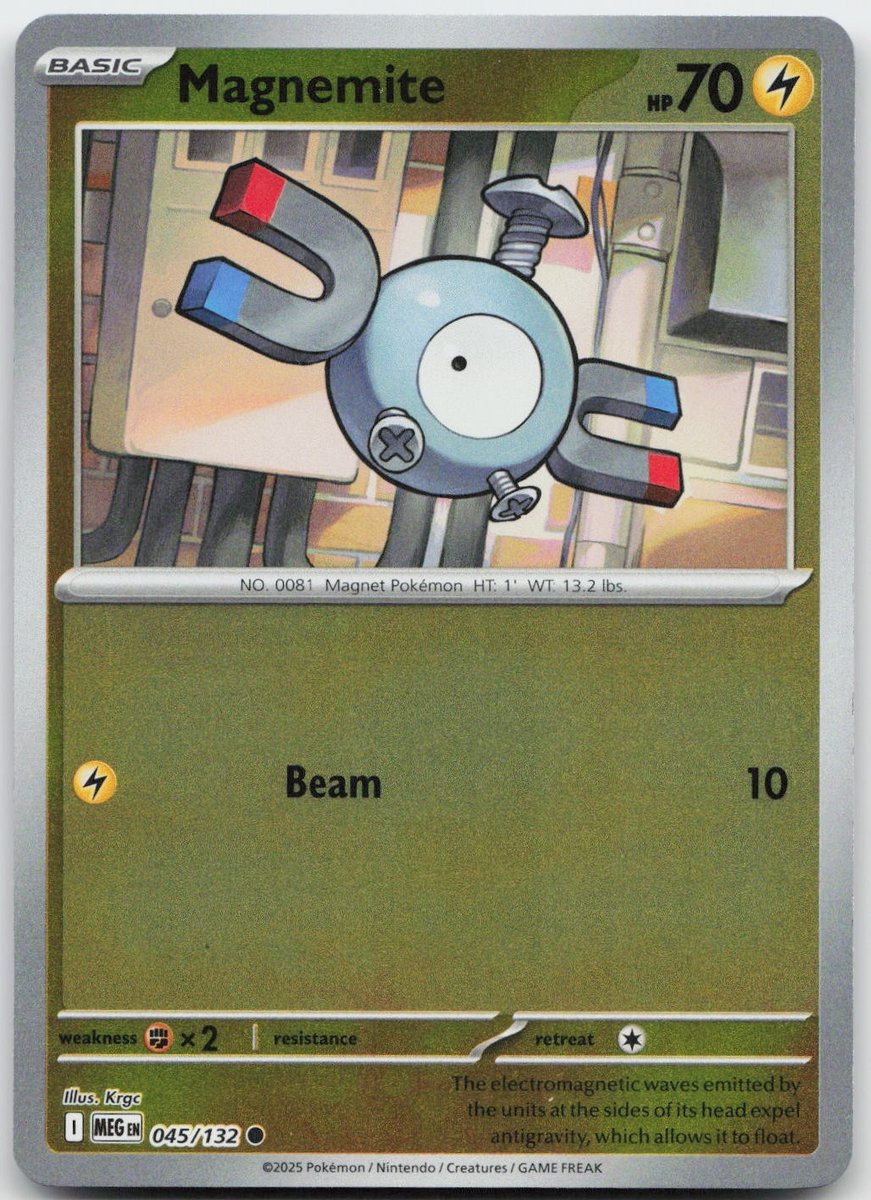 MAGNEMITE 045/132 COMUNE MEGA EVOLUZIONE POKEMON REVERSE HOLO QUASI NUOVO