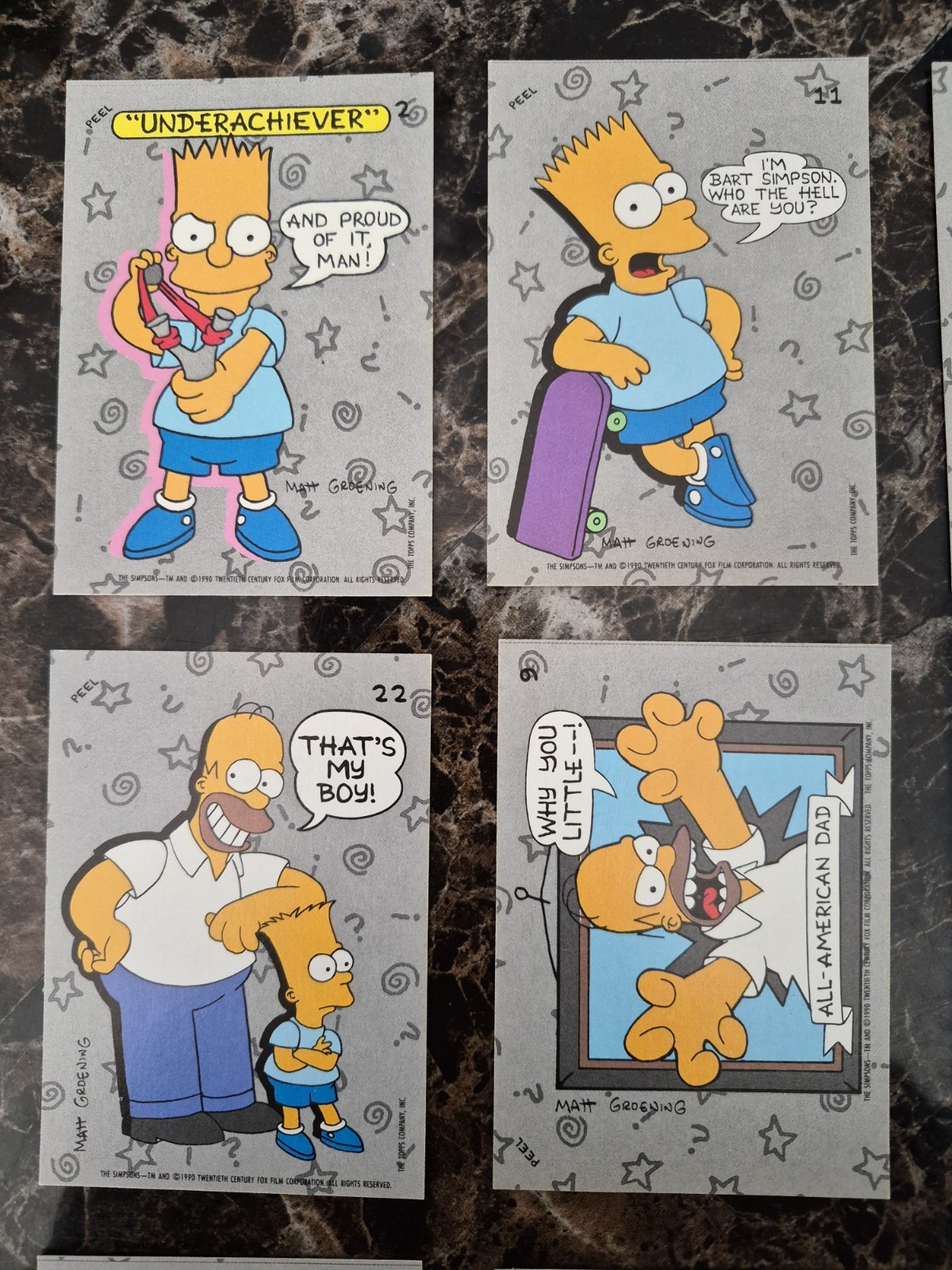 Lotto 12 carte adesive Topps Simpsons 1990