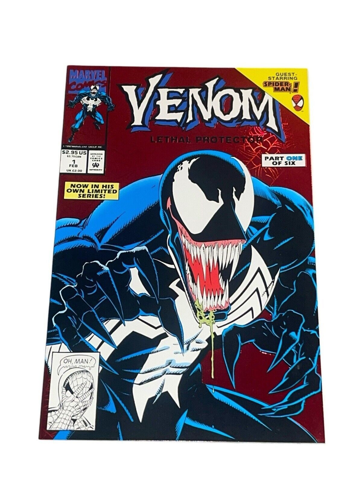 1992 Venom #1 Marvel Comic Red Foil Cover ospite con Spiderman!