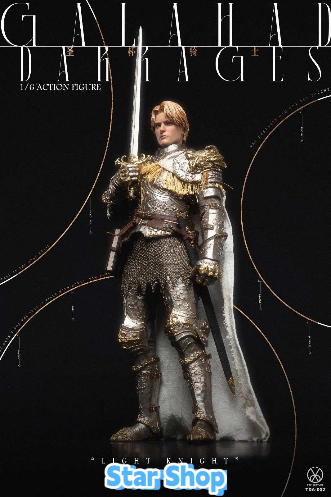 POPCOSTUME Dark Age Series 1/6 Action Figure Galahad il Cercatore del Graal 'Given Man'